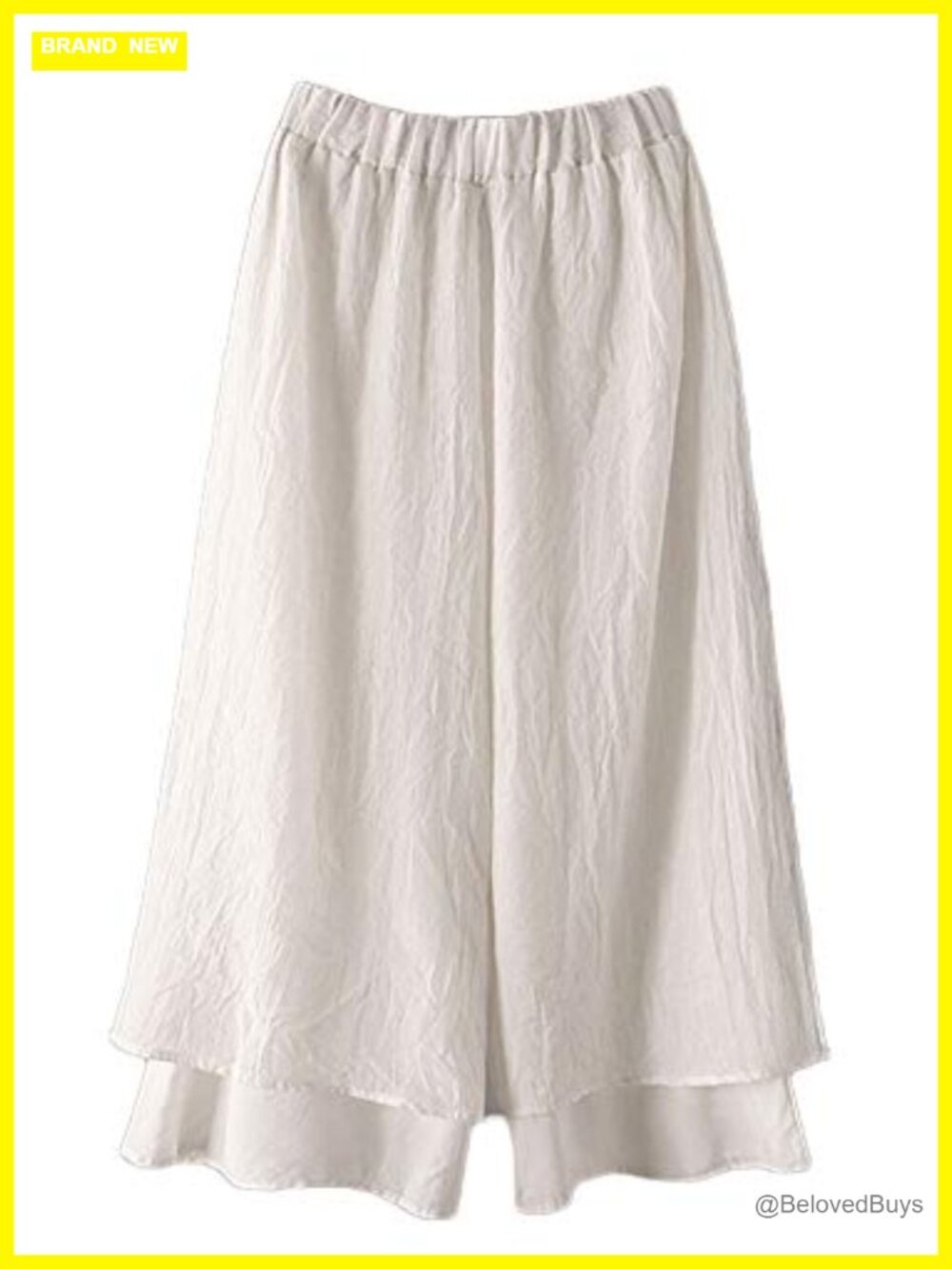 Wide Leg Capri Pants Cotton Cropped Palazzo Trousers Culottes